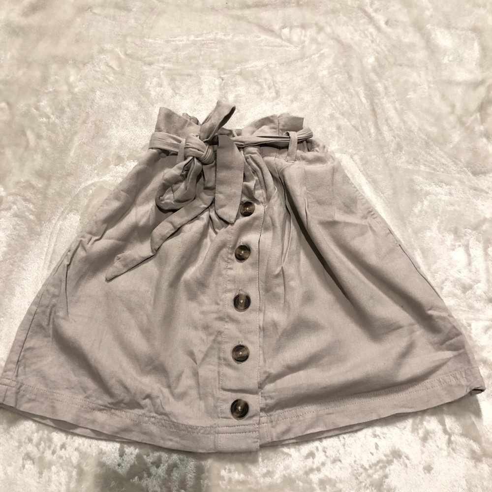 Beige button down skirt with tie
